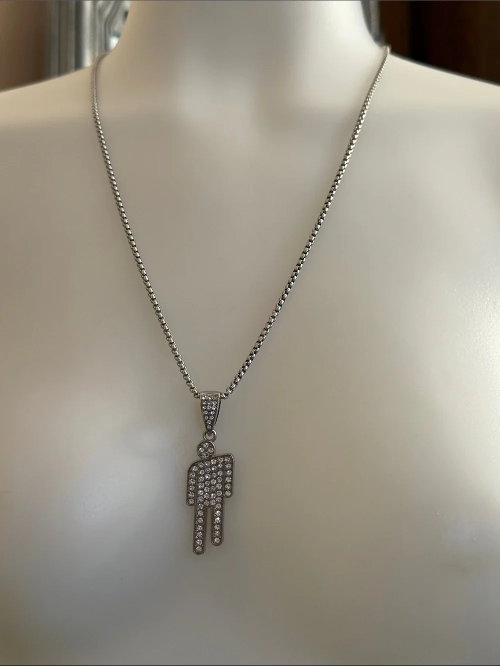 Blohsh Billie Eilish Crystal Bling Pendant Necklace Silver Women Jewelry